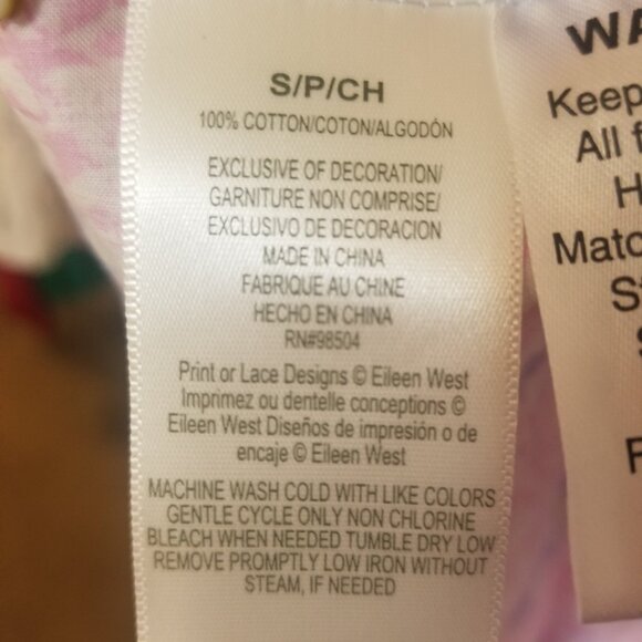 NWT Eileen West Pink Lavender Floral Woven 100% Cotton Lawn Ballet Robe sz S - Picture 8 of 9